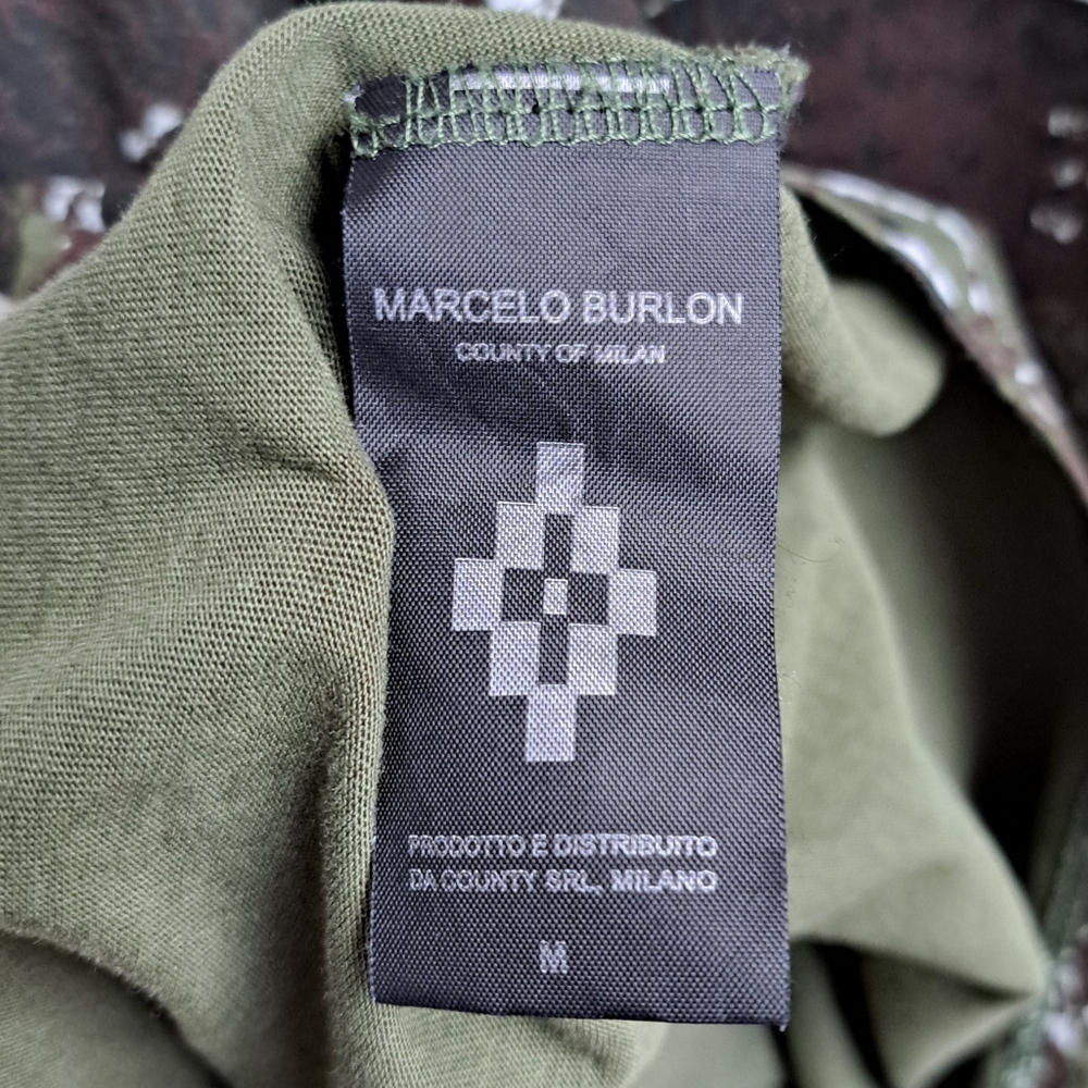 Marcelo Burlon County of Milan Snake and Skull Tee in Brown and Olive - Picture 8 of 9